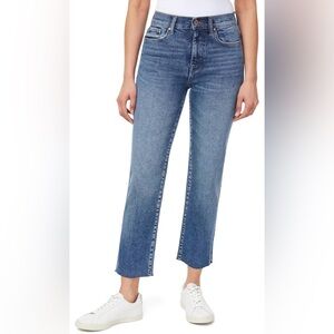 kensie Relaxed Distressed Light Blue Jeans with Raw Hem - 12/31